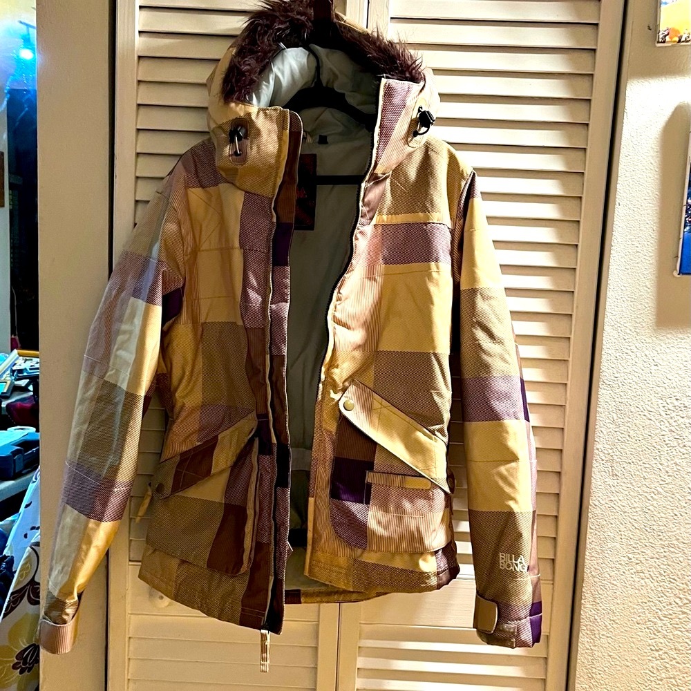 Billabong Snowboard Ski Jacket Purple Beige Plaid
Waterproof Women Small